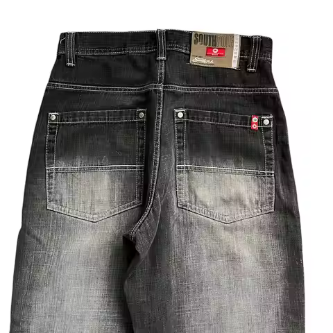 South pole Jeans 2000s New Retro wash Loose Jeans Men's and Women's Y2K Harajuku Gothic Hip Hop Skat