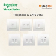 [SG SELLER] Schneider Vivace Telephone & CAT6 Data Socket | 1G / 2G (White / Aluminium Silver)