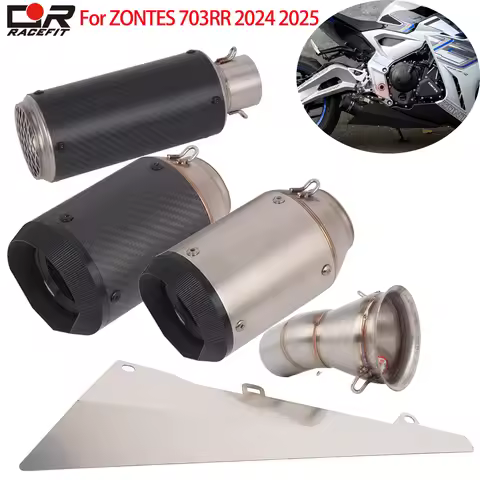Slip on For ZONTES 703RR 2024 2025 Escape Motorcycle Muffler System Exhaust Link Middle Pipe with Br