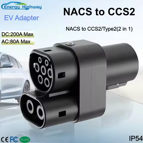 NACS to CCS2/NACS to Type2 200A EV Fast Charger Convertor Adapter NACS-CCS2/NACS-Type2(2 in 1) Fast 