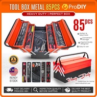 PRODIY 85PCS / 86PCS Metal Tool Box Set Tool Box Heavy Duty Spanar Set Impact Socket Cordless Drill 