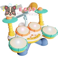 Kids Drum Set Musical Toys with Microphone for Kids(No Drum Stick Needed), Piano Instruments Educational Learing Toys for Toddlers Age 1Years Up