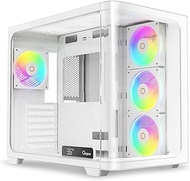 Iota C70 WH Curve ARGB Digital Mid-Tower Computer PC Gaming Case,Pre-Installed 4 ARGB 120 mm Fans,Re