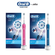Oral B Pro 2 2000 Rechargeable Electric Toothbrush Round Oscillation Cleaning Blue Braun