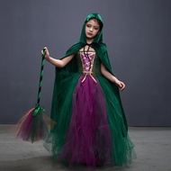Kids Hocus Pocus Winifred Sanderson Witch Costume for Girls Halloween Carnival Green Girls Tulle Wit