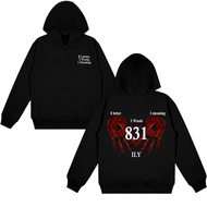 Vintage Fleece Pullover Hoodie 8 Letters Black