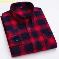 Casual 100% Cotton Flannel Plaid Long Sleeve Man Shirt Slim Fit Plus Size 6XL Men Shirts