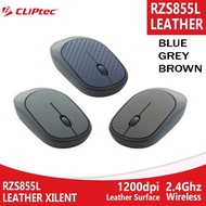 Original CLiPtec RZS855L Wireless Leather Silent XILENT 2.4Ghz Mouse with Battery thin Slim Design