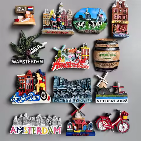 Holland Fridge Magnets Netherlands Amsterdam Windmill Tulip Bicycle Cheese Home Decor Gifts for Frie