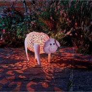 Hiasan taman besi logam solar hollow piggy bentuk reka bentuk berongga warna menukar cahaya LED bercahaya