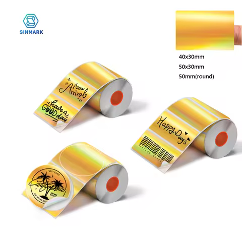 SINMARK Golden Holographic Label Gradient Sticker Laser Thermal Paper for Phomemo M110/M220/M221/M12