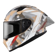[ZEUS Official Merchandise ZS-826 BK8 Khaki Silver Full Face Helmet Big Duck Tail Deflector Double D