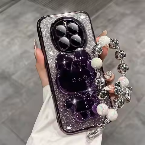 Cute Rabbit Makeup Mirror Stand Case for Magic 7 Lite 6 5 Pro Magic7 Pro Honor X9A/B X9C X7A/B CLuxu