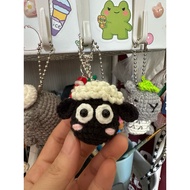 Shaun the sheep wool keychain