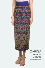 ผ้าถุงพับขอบสำเร็จรูป Carisa ทรงสวย ผ้าถุงป้ายหน้า สีสดสวย ลวดลายชัด ทอลายนูน ซับในอย่างดี  [K01]