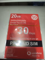 Vodafone 30日 20GB 歐洲數據卡
