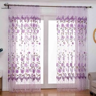 Peony Flower Tulle Voile Drape Panel Threading Process Offset Printing Yarn Sheer Curtain Decorative Articles Translucent for Room Door Window