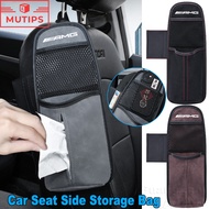 Mercedes Benz AMG Car Seat Side Storage Bag Suede Tissue Box Holder Hanging Bag Phone Cup Organizer 