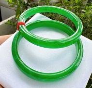 ( BẢN VIP-ĐÁ A ) Bộ 2 vòng cặp cẩm thạch xanh lý Ni 50-Ni 53 siêu đẹpvòng sáng bóng như hìnhhàng chụ