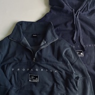 {Rolling Green Shop} Australia Ghanda Ukiyo-E Embroidery Washed Distressed Half Zipper University t/