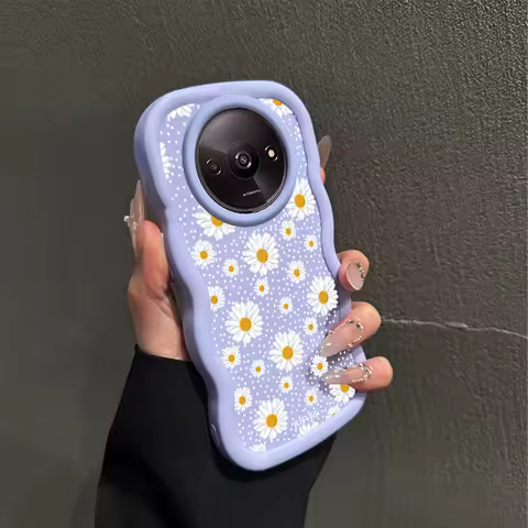 A3 White Daisy Wavy Shape Silicone Phone Case For Redmi A3 A3Pro A3x A4 A2 A1Plus 10 10Prime 9Power 