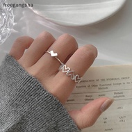 [FREG] 1Set Fashion Personality Heart Shape Hollow Out Silver Color Open Ring for Women Simple Clean Ins Style Adjustable Ring Trendy Girls Jewelry FDH