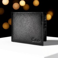 【刻字】Series V2 意大利十字紋 真皮RFID短銀包(黑色)