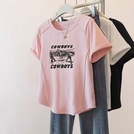 Chubby Meiyi Large Size Top Printed t-Shirt Medium Short-Sleeved Commuter Simple M-4XL Round Neck To