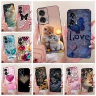 For Motorola Edge 50 Fusion Case Moto G96 Cute Cat Butterfly Painted Cover Soft Silicone Case For Mo