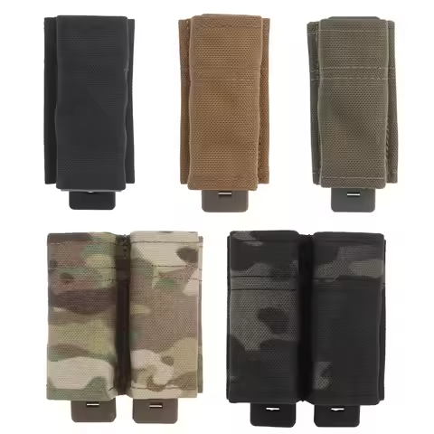 FAST 9MM Pistol Single/Double Magazine Pouch Tactical MOLLE Mag Pouch with Quick Release Kydex Inser