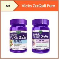 [No min order] Vicks ZzzQuil Pure Sleep+De-Stress / Muscle Relaxation 42s