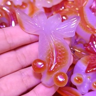 1pc Agate Goldfish Jade Pendant Necklace Jewely Fashion Hand-Carved Relax Healing Lucky Gifts Amulet