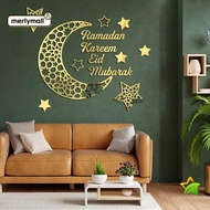 MERLYMALL Mirror Stickers, Ramadan Decors DIY Wall Sticker,  Arylic Home Decorations Removable Eid Mubarak Wall Decal