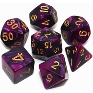 7Pcs DND Dice Set Black Purple RPG Polyhedral Dice for Dungeon and Dragons MTG D&D D20 D12 D10 D8 D6