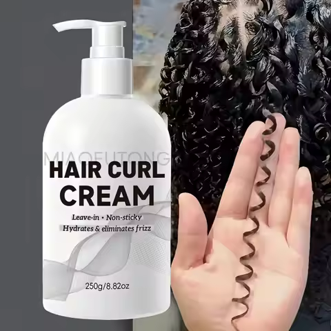 Strong Hold Curl Defining Cream with Argan Oil for Wavy Curls - Anti-Frizz Styling Cream for Long La