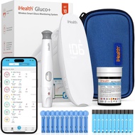 iHealth Gluco+ Wireless Smart Blood Glucose Monitor Kit with Free App, 10 Glucometer Strips, 10 Lanc