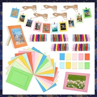 (F  Z)105Pcs 6 Inch Colorful Paper Photo Frames Set for 4 X 6Inch Photo, Hanging Photo Display Frame