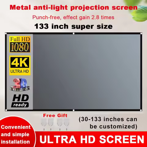 ZHNUWIE Projector Screen 16:9 Metal Anti Light Curtain Reflective Fabric Cloth For YG300 XGIMI H3 HA