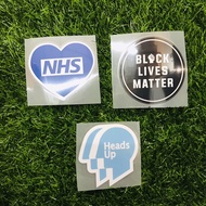 NHS , Black lives matter and heads up patches patch