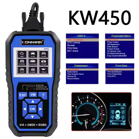 KONNWEI KW450 VAG Cars OBD2 Diagnostic Tools Full Systems Scanner For V.W/Au.di ABS Airbag Oil ABS E