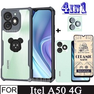 itel A50 4 in 1 Shockproof Phone Case for itel RS4 A70 A60 60s Camera Lens Ceramic Tempered Glass Sc