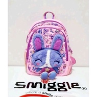 (ORIGINAL) Smiggle Movin Junior Character Backpack/Kindergarten/SD School Backpack - Pink Rabbit
