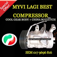 PERODUA MYVI LAGI BEST COOL GEAR COMPRESSOR BODY + CHINA MAGNET CLUTCH (CAR AIRCOND SYSTEM)