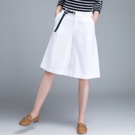 White Ice Silk Shorts Five-point Pants Women Summer Thin Style 2023 New Style Summer 5-point Pants W