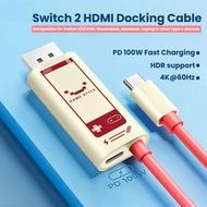 2 in 1 Switch 2 USB C to HDMI Projection Cable 4K 60Hz PD100W Portable TV Docking Station for Switch