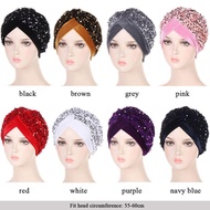 Lz Turban Hat Stretchy Glitter Sequins Headscarf Hijab Chemo Cap
