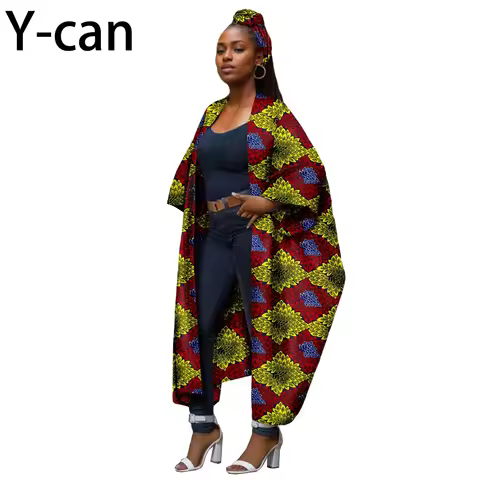 African Women Traditional Outfits Set Dashiki Ankara Print Jacket with Headscarf Birthday Party Wedd