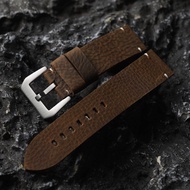Dây Đeo Đồng Hồ Bằng Da Màu Nâu Thủ Công 23MM-23MM Mềm Mại Cho Nam Giới Cũ Vintage Crazy Horse Dây Đ