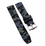 20mm 迷彩彎頭優質橡膠錶帶 合適 Rolex, Omega 及 MoonSwatch, 10個顏色