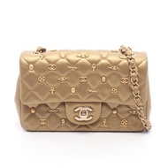 【二手】香奈兒 (Chanel) CHANEL 單背包 Mini Matelasse 20 A69900 金色皮革 Mini Matelasse Icon Charm 鏈條單背包 女士二手 B